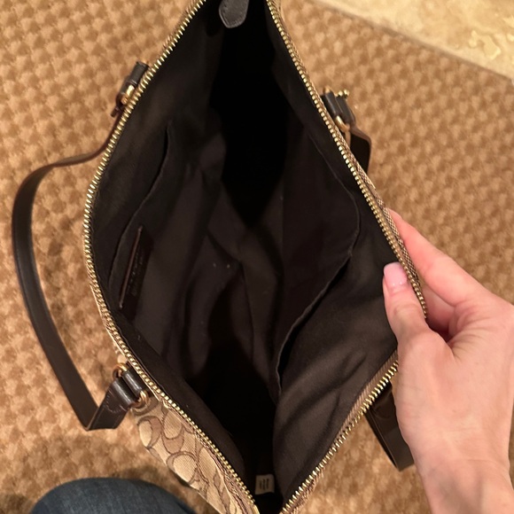 Coach Brown Signature Canvas Tote with Dark Brown Trim - Picture 3 of 7